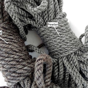 Gray Sisal Rope, Silver Sisal Rope, Dyed Pewter Color: 1/4, 5/16, 3/8 or 1/2 image 9