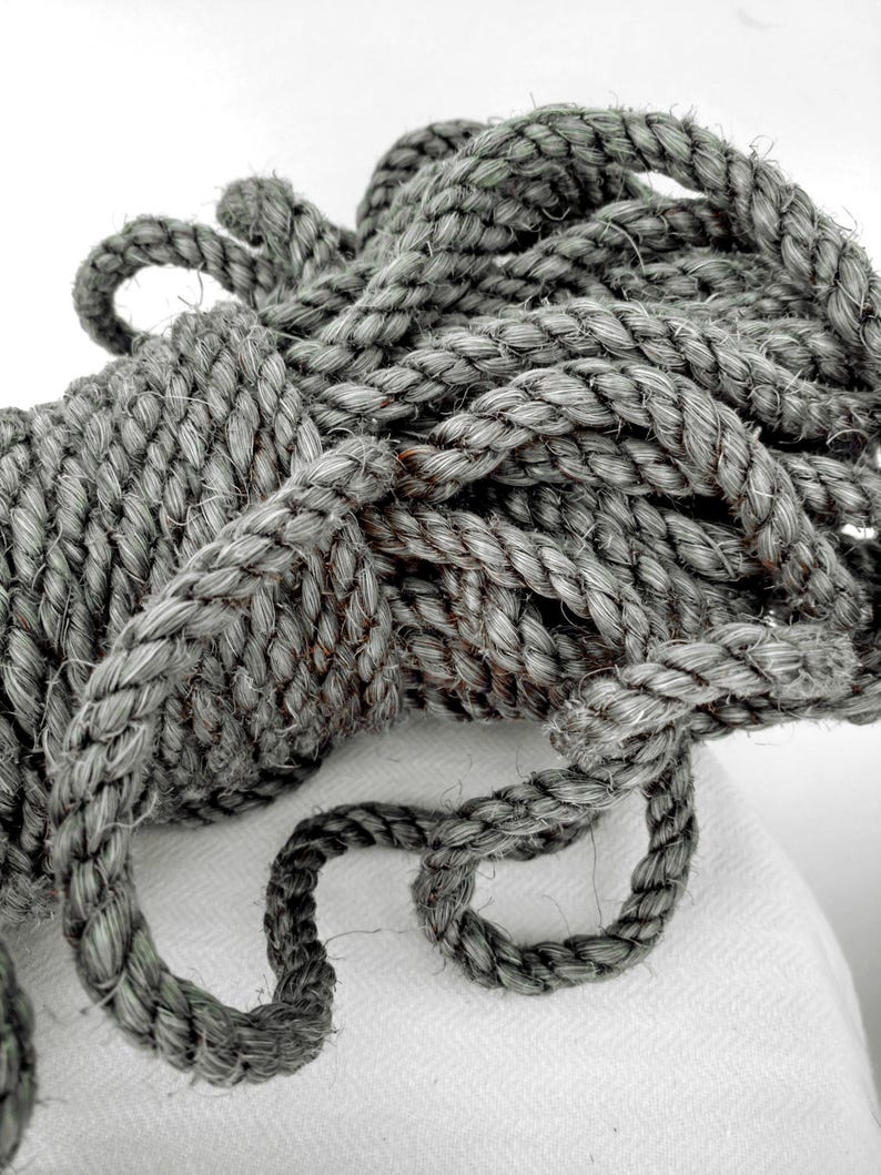 Gray Sisal Rope, Silver Sisal Rope, Dyed Pewter Color: 1/4, 5/16, 3/8 or 1/2 image 1