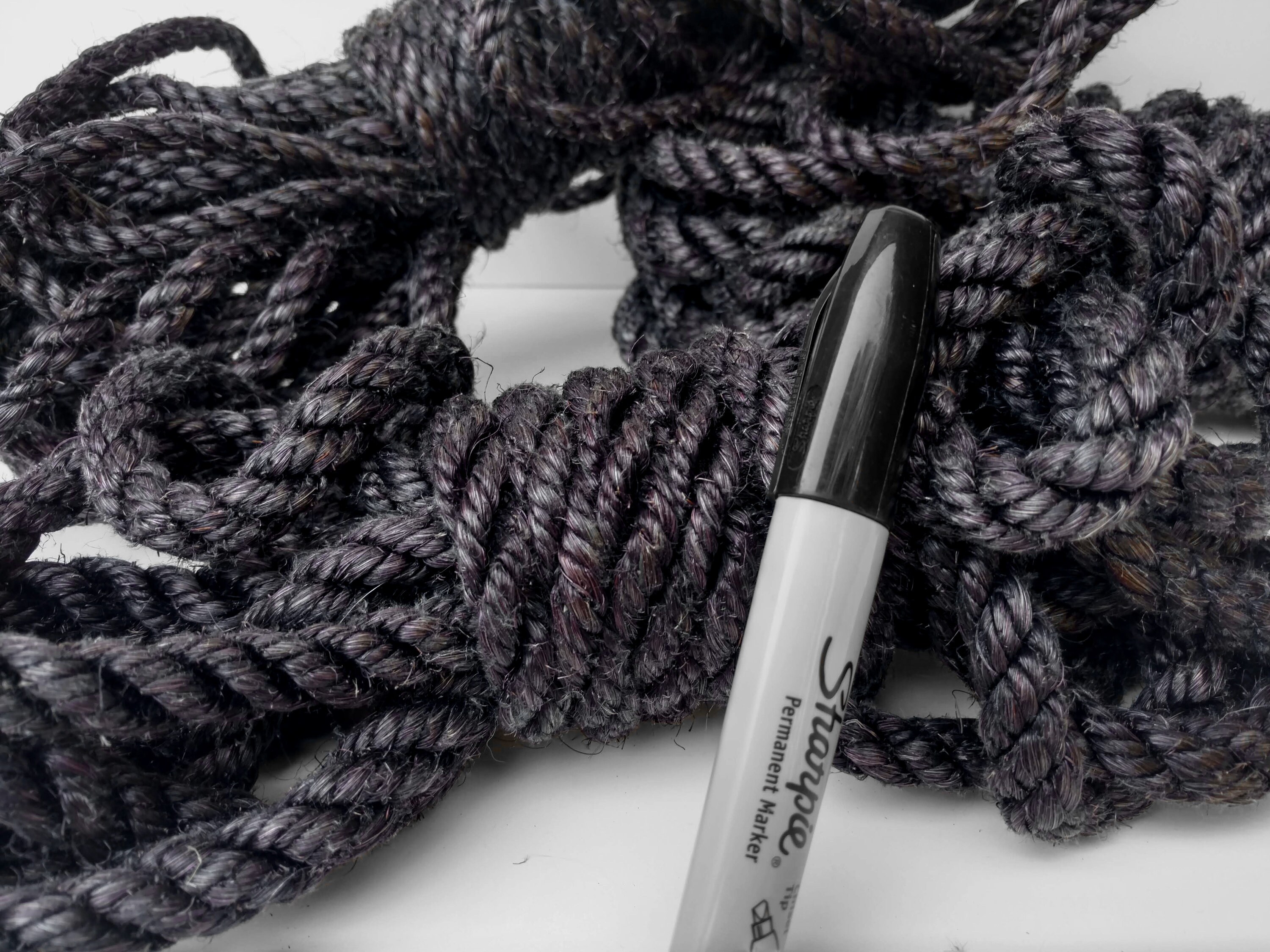 Black Sisal Rope, Dark Purple Sisal Rope, Dyed Raven Color: 1/4, 5/16, 3/8  or 1/2 