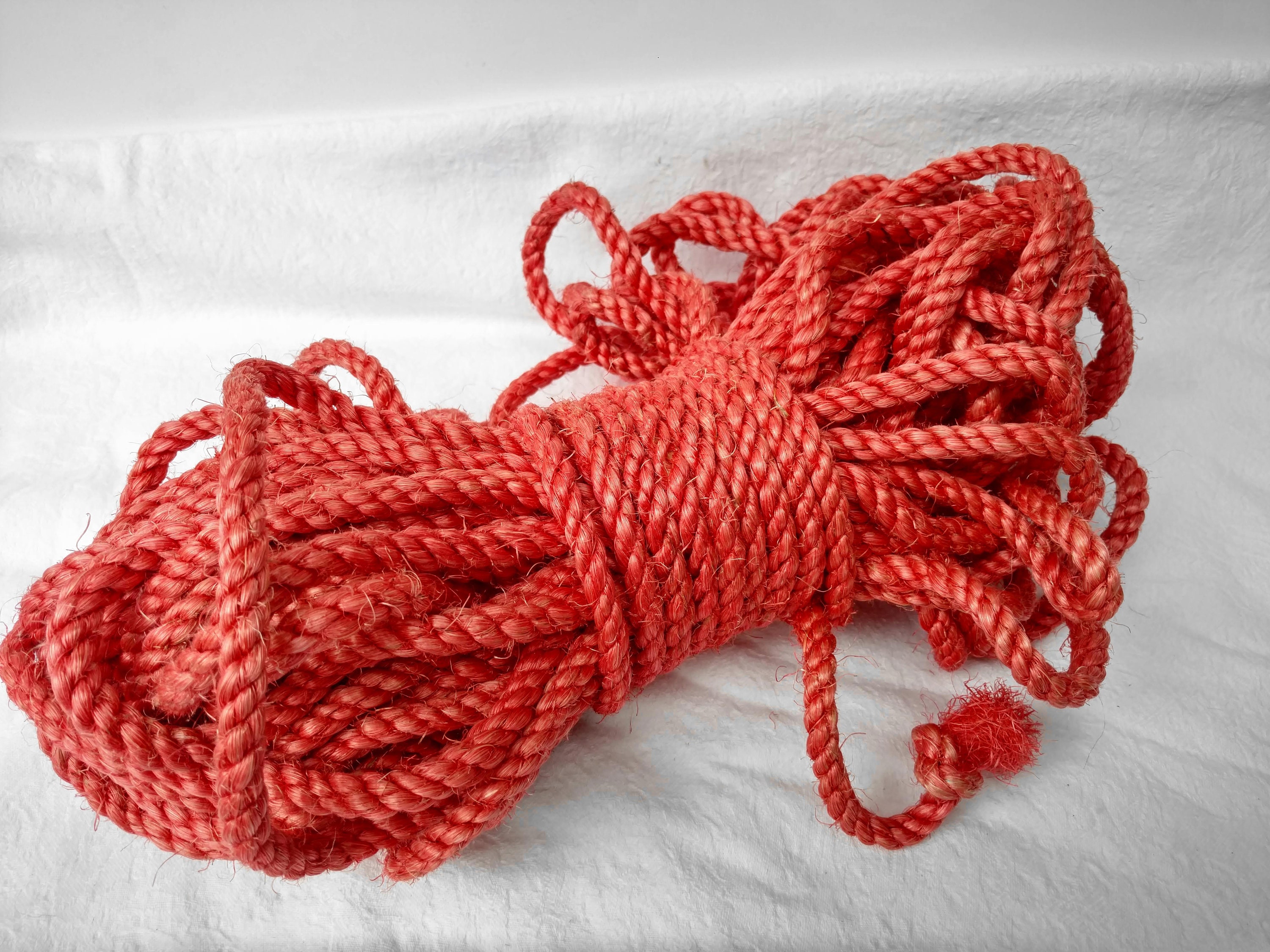 Coral Sisal Rope, Dyed Coral Pink Color: 1/4, 5/16, 3/8 or 1/2