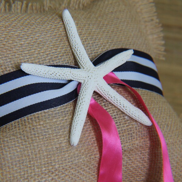 Nautical 9"x9" ring bearer pillow white finger starfish