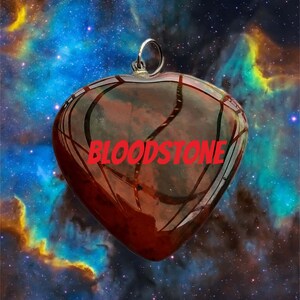 Bloodstone #3160 Pendant 1.5&quot;x 1.75&quot;x.25&quot; Heart Chakra w Necklace