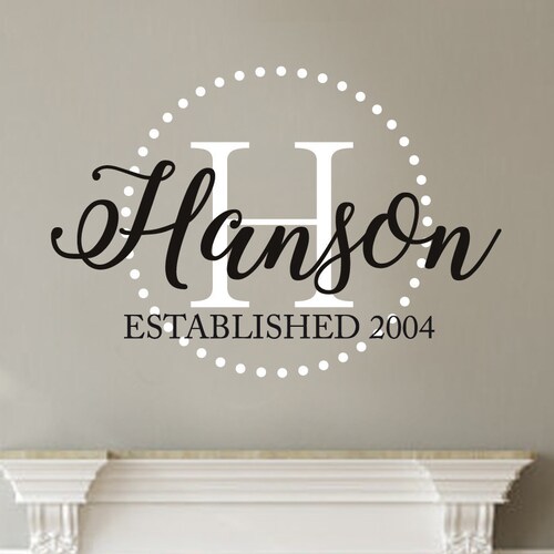 Family Name Established Date Wall Decal Vinyl Lettering Wall Etsy