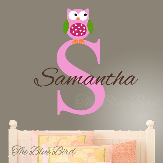Owl Wall Decal with Name Baby Nursery Wall Art Girls Teen Etsy