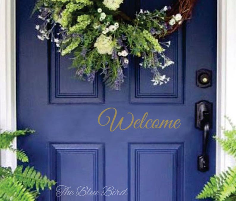 Welcome decal welcome decal for the door door decal lettering vinyl welcome wall decal