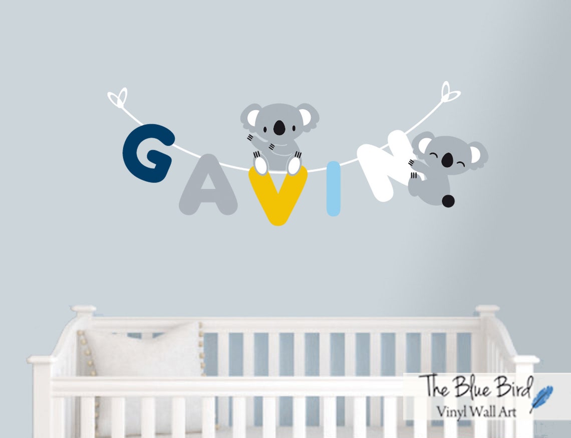 Baby Name Decal Koala Name DecalNursery Name DecalVinyl Etsy
