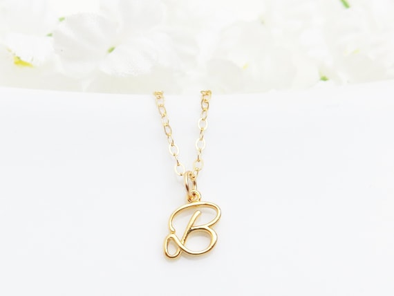 B Initial Necklace Letter Tiny - B Letter Pendant