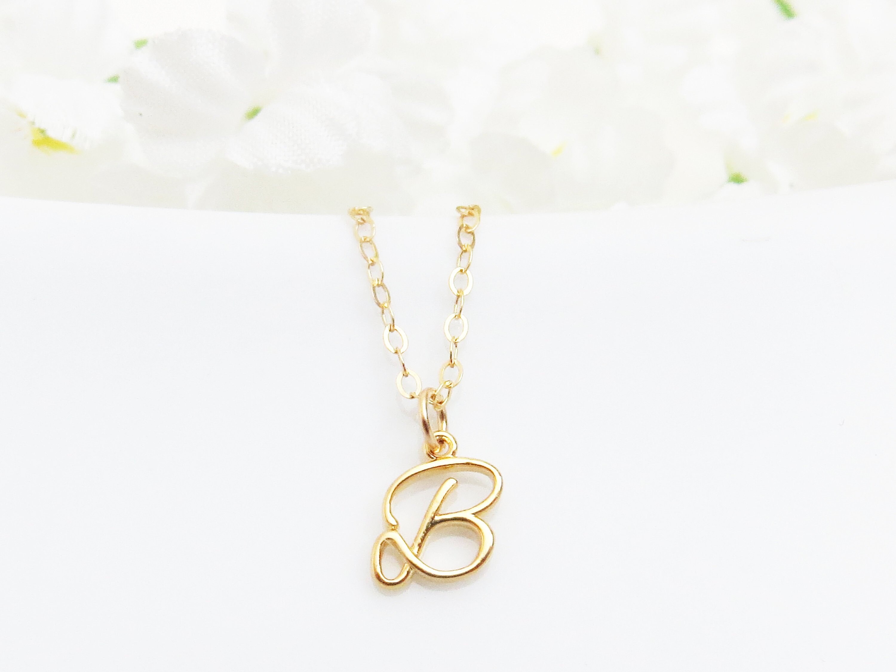 B Initial Necklace B Letter Necklace Alphabet Necklace Tiny Etsy UK