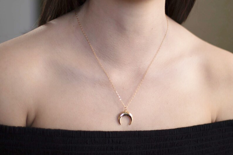 Holiday Gift for Friend Half Moon Necklace Christmas Gift Festival Necklace Birthday Gift Gift for Friend Boho Necklace Horn Necklace