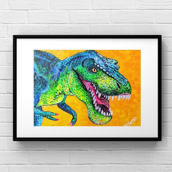 T Rex Painting Etsy