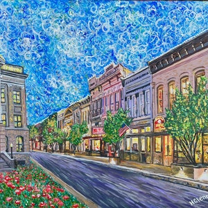 Georgetown Texas Kunstdruck - Städte Kleinstadt Malerei - helle Kunst von Texas - Impressionismus Stadtszene Georgetown Square von Holly Glenn