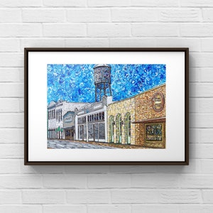 Round Rock Texas Painting Original Art and Matted Print- Williamson County-  Vibrant Colors- Austin Painting Round Rock Texas-giclee