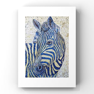 Pintura zebra, pontilhismo original, arte zebra, zebra, impressão de reprodução de arte, impressão fosca, arte original, arte animal vibrante