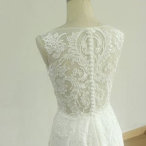 Sleeveless Vintage Chiffon Lace Wedding Dress with Deep V neckline and Elegant Open Back image 1