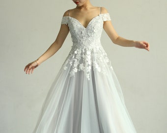 Silver Wedding Dress Etsy