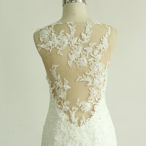 Very elegant ivory Fit and flare lace wedding dress,formal wedding dress