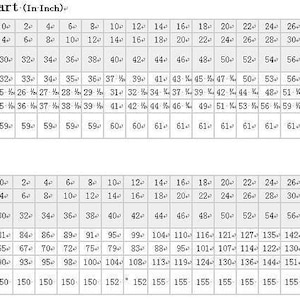 May include: Size chart for clothing in inches and centimeters. The chart shows US, UK, and European sizes, along with measurements for bust, waist, hips, and hollow to floor.