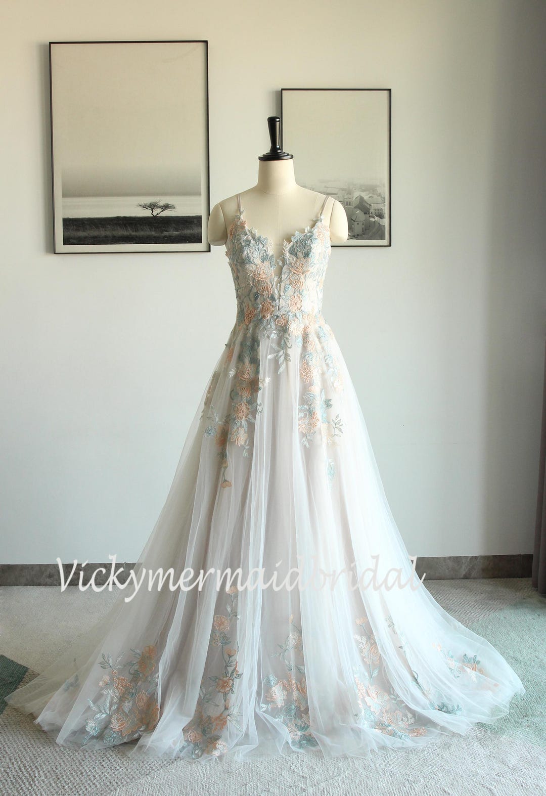 【アメリヴィンテージ】EMBROIDERY TULLE LACE DRESS Amazon.com: Lace Tulle Wedding Dresses for Bride 2025 Floral