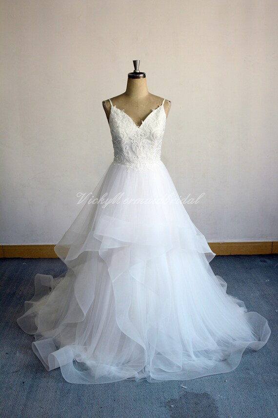 Romantic Ivory Tulle Lace Wedding Dress Vintage Lace Wedding Etsy