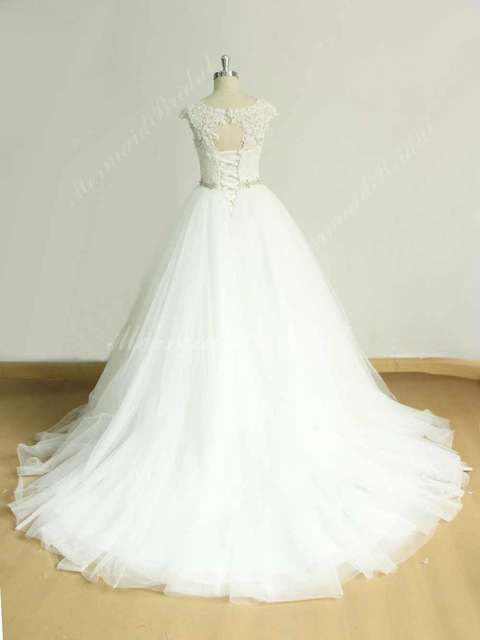 Stunning Keyhole Back Tulle Lace Wedding Dress With Beading Etsy