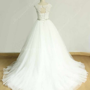 Stunning Keyhole Back Tulle Lace Wedding Dress With Beading Sash and ...