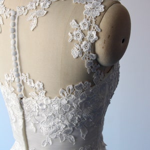 Lovely tea length tulle lace wedding dress, short wedding dress, destination wedding dress with illusion back image 8