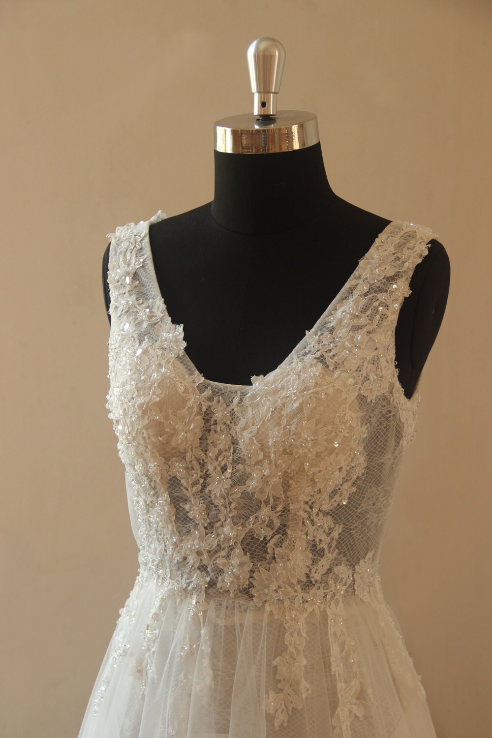 Ivory Lace Beading Lace Wedding Dress Etsy