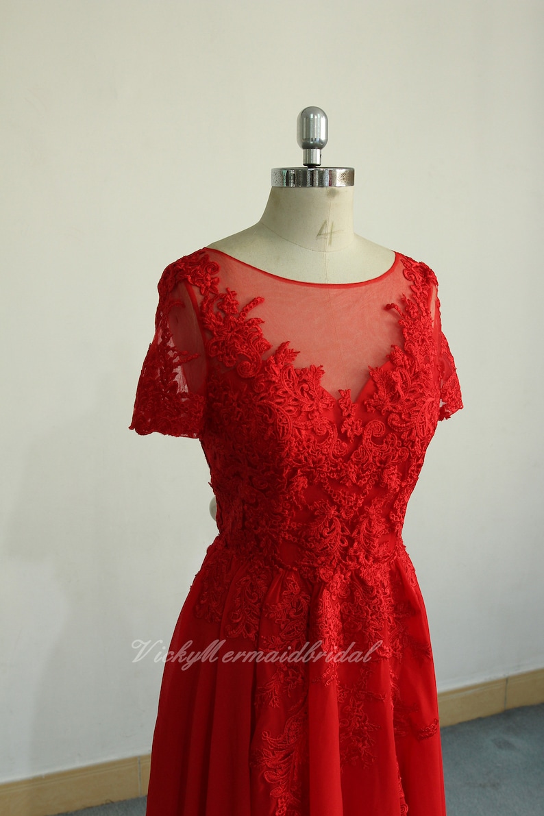 Unique Vintage Chiffon Lace Wedding Dress Red Wedding - Etsy