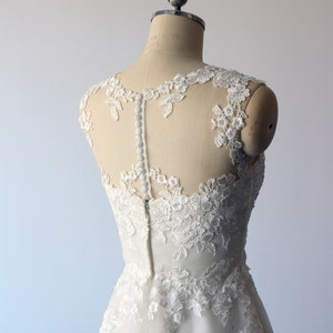 Lovely tea length tulle lace wedding dress, short wedding dress, destination wedding dress with illusion back image 7