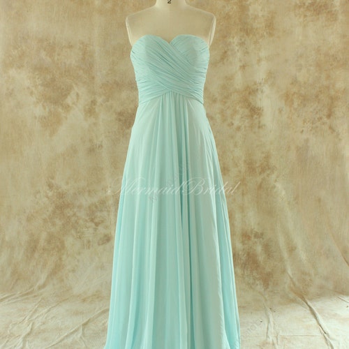 Simple Mint Blue Bridesmaid Dress Prom Gown With Sweetheart - Etsy