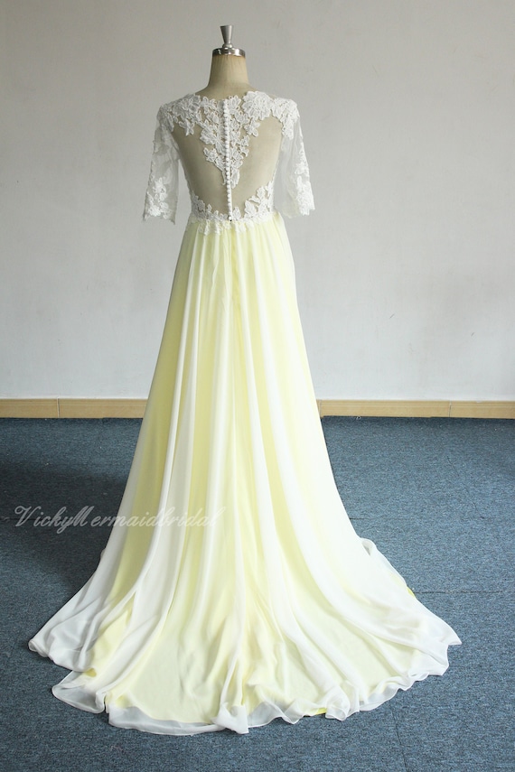 pale yellow wedding dress