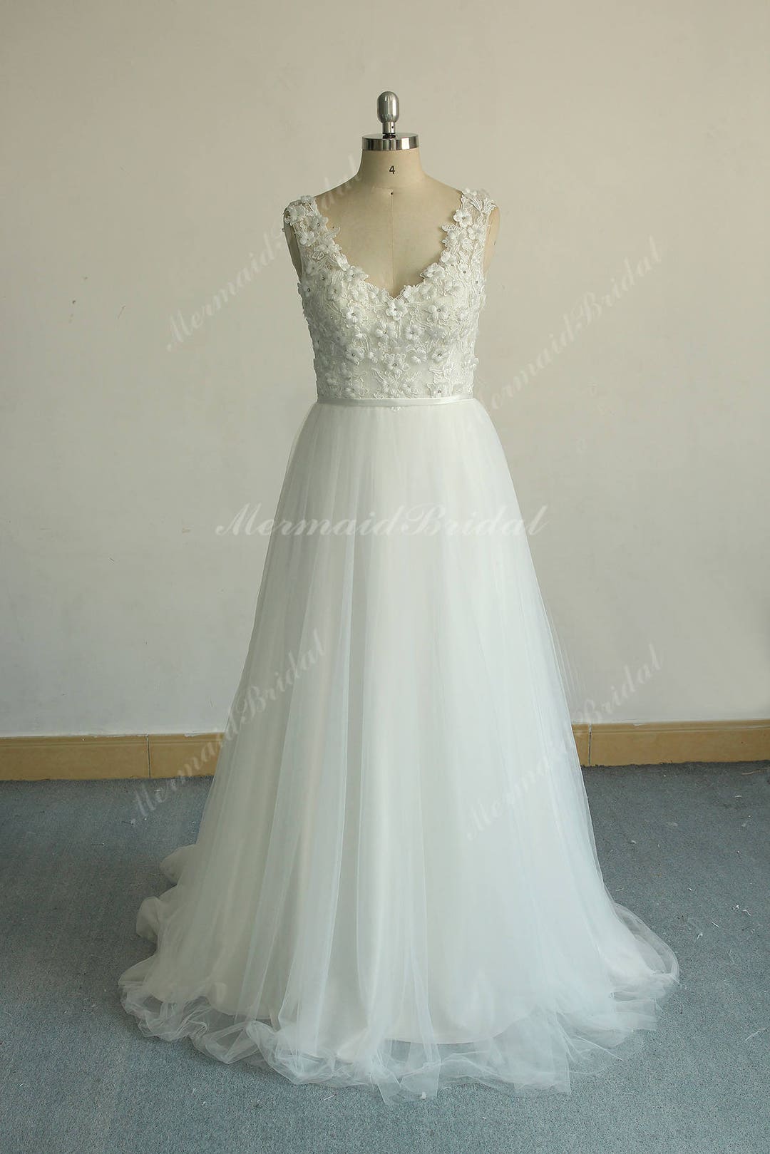 Romantic Ivory Aline Destination Wedding Dress Flowy Tulle - Etsy