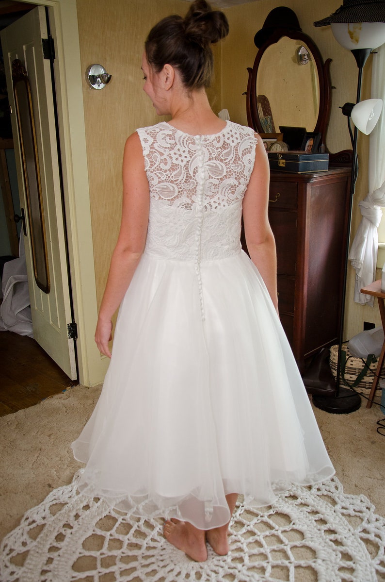 Vintage Tea Length Lace Wedding Dress Short Wedding Dress - Etsy