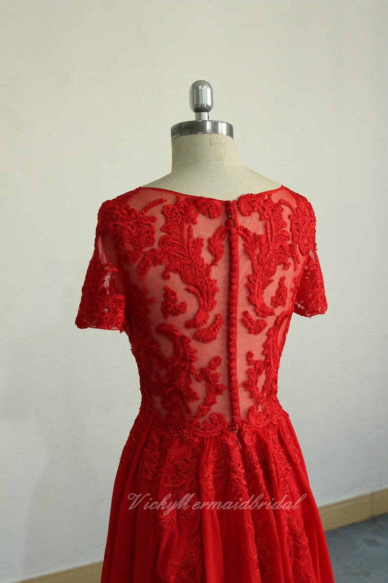 Unique Vintage Chiffon Lace Wedding Dress Red Wedding - Etsy