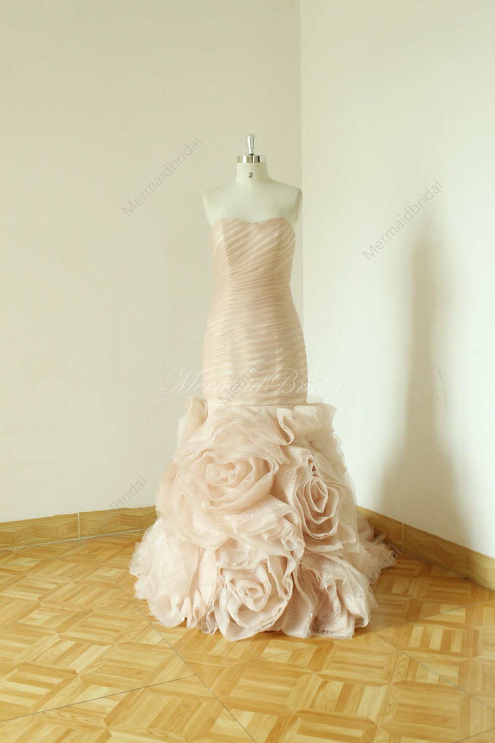 Blush Fit and Flare Sequined Wedding Dress Etsy