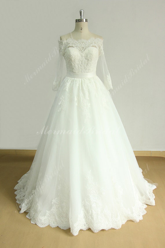 mid sleeve wedding dress