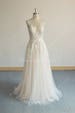 Unique Aline Tulle Lace Wedding Dress, Elegant Vintage Boho Wedding Dress with Sweethear Neckline and Blush Lining 