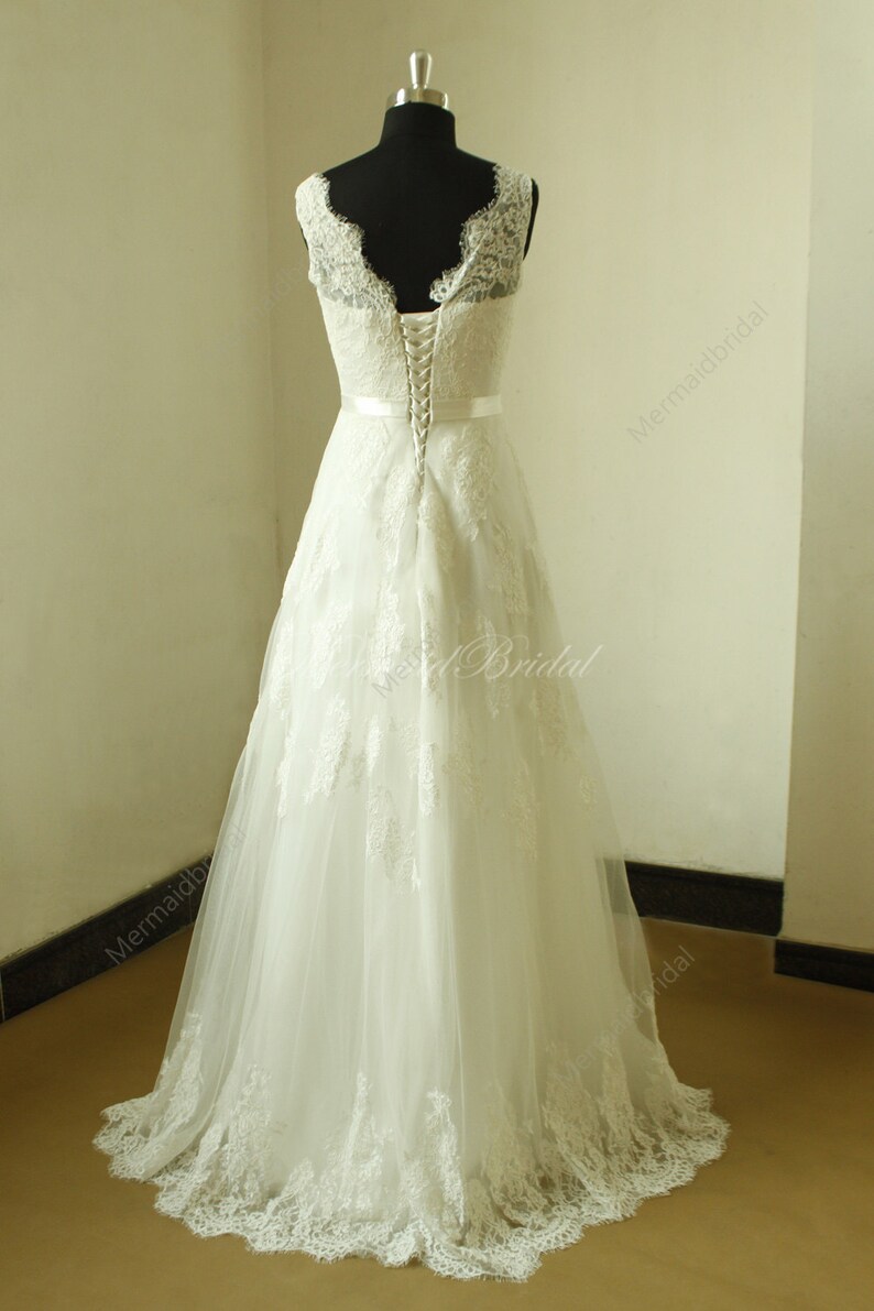 Ivory a Line Lace Wedding Dress Etsy