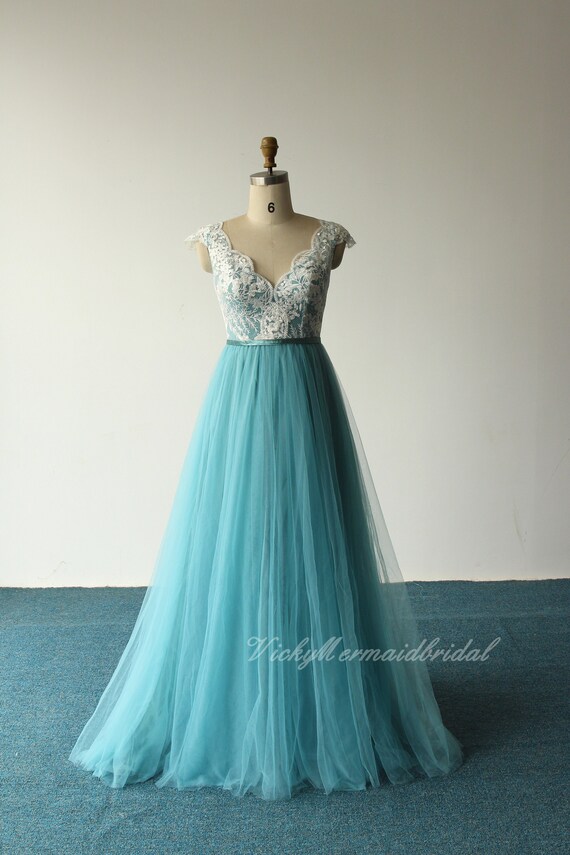 knee length dresses for ladies Tina Holly Couture TW024 Turquoise Corset Lace Glitter Mermaid Formal main image 0