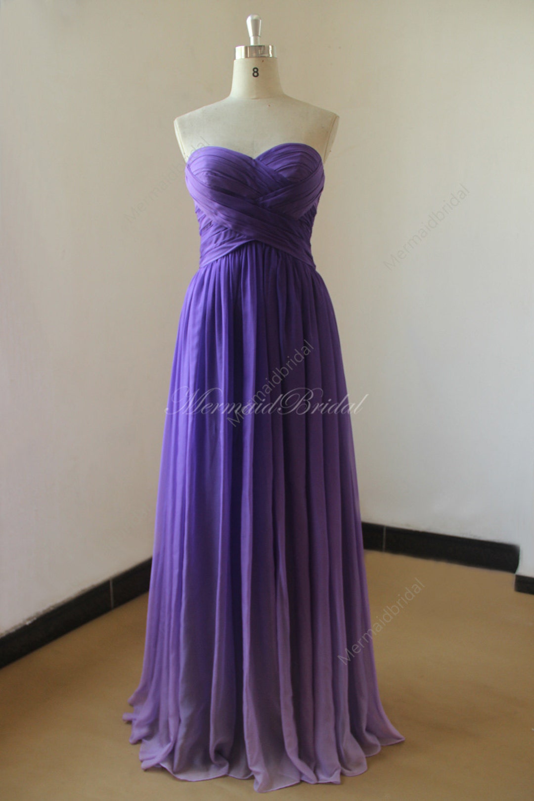 Purple Ombre Tencel Bridesmaid Dress,prom Dress With Sweetheart ...