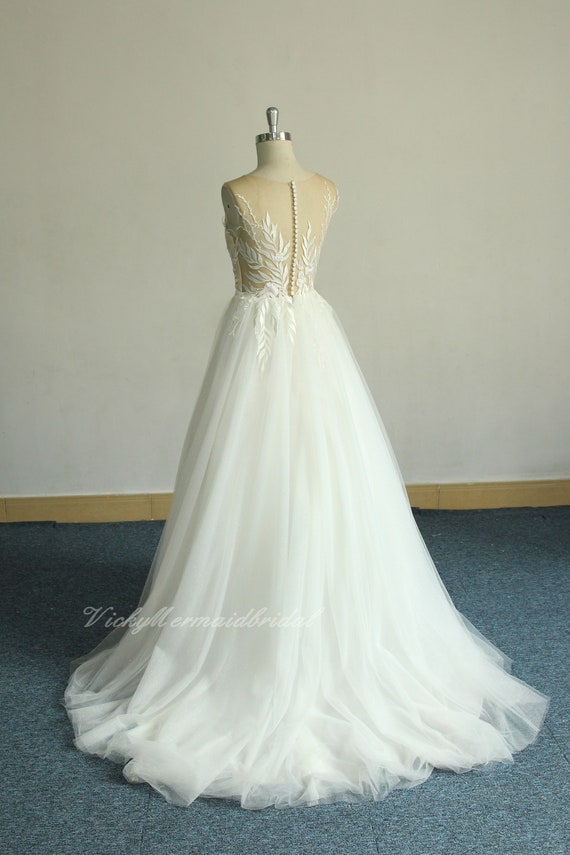 Elegant Ivory Tulle Lace Wedding Dressunique Blingbling Prom - Etsy