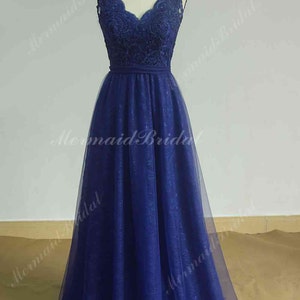 Royal Blue Open Back Tull Scallop Lace Prom Dressbeach - Etsy