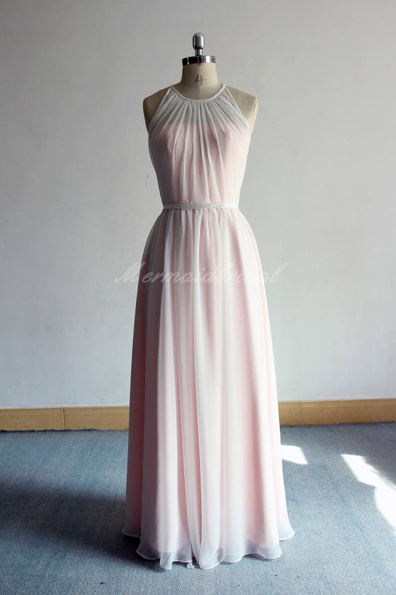 blush chiffon wedding dress