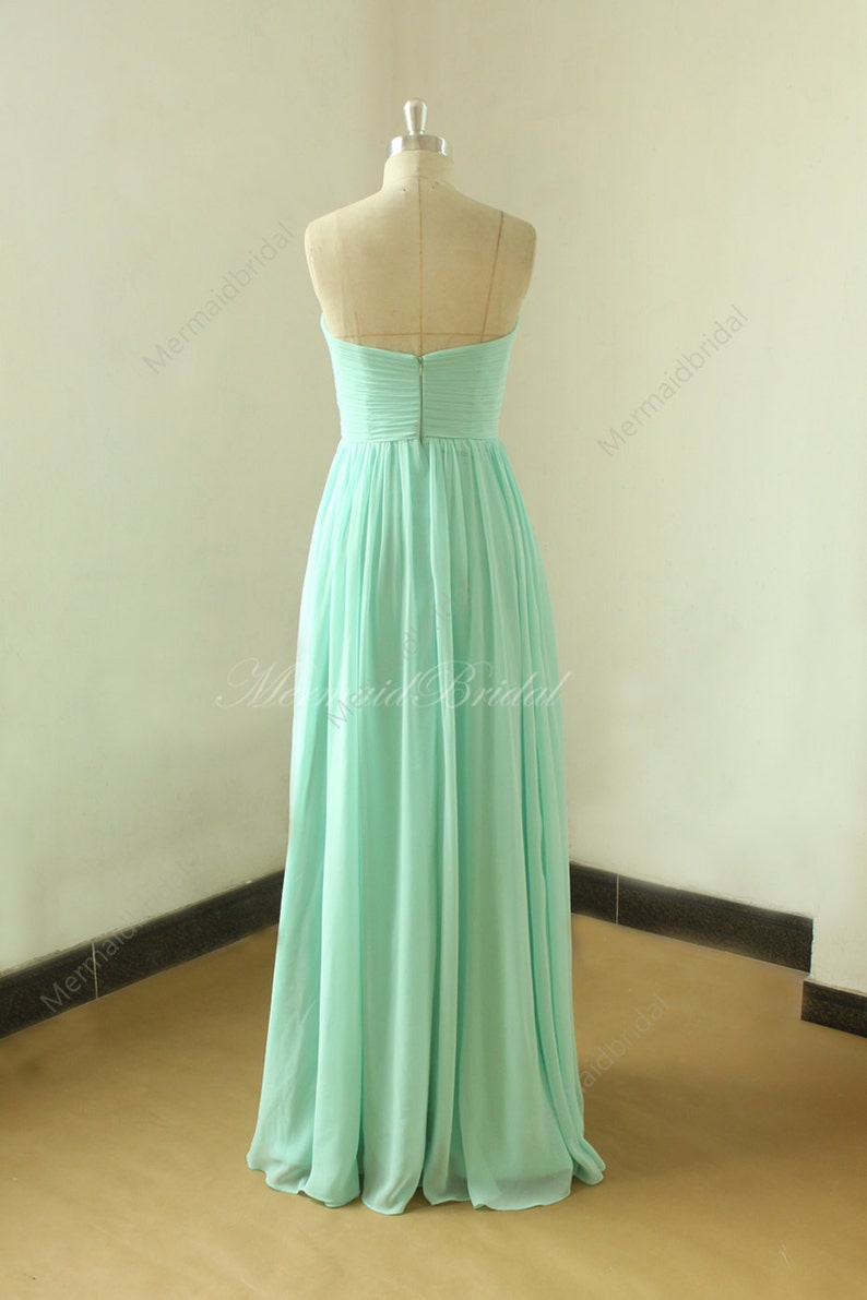 Simple Strapless Mint Blue Bridesmaid Dress Prom - Etsy