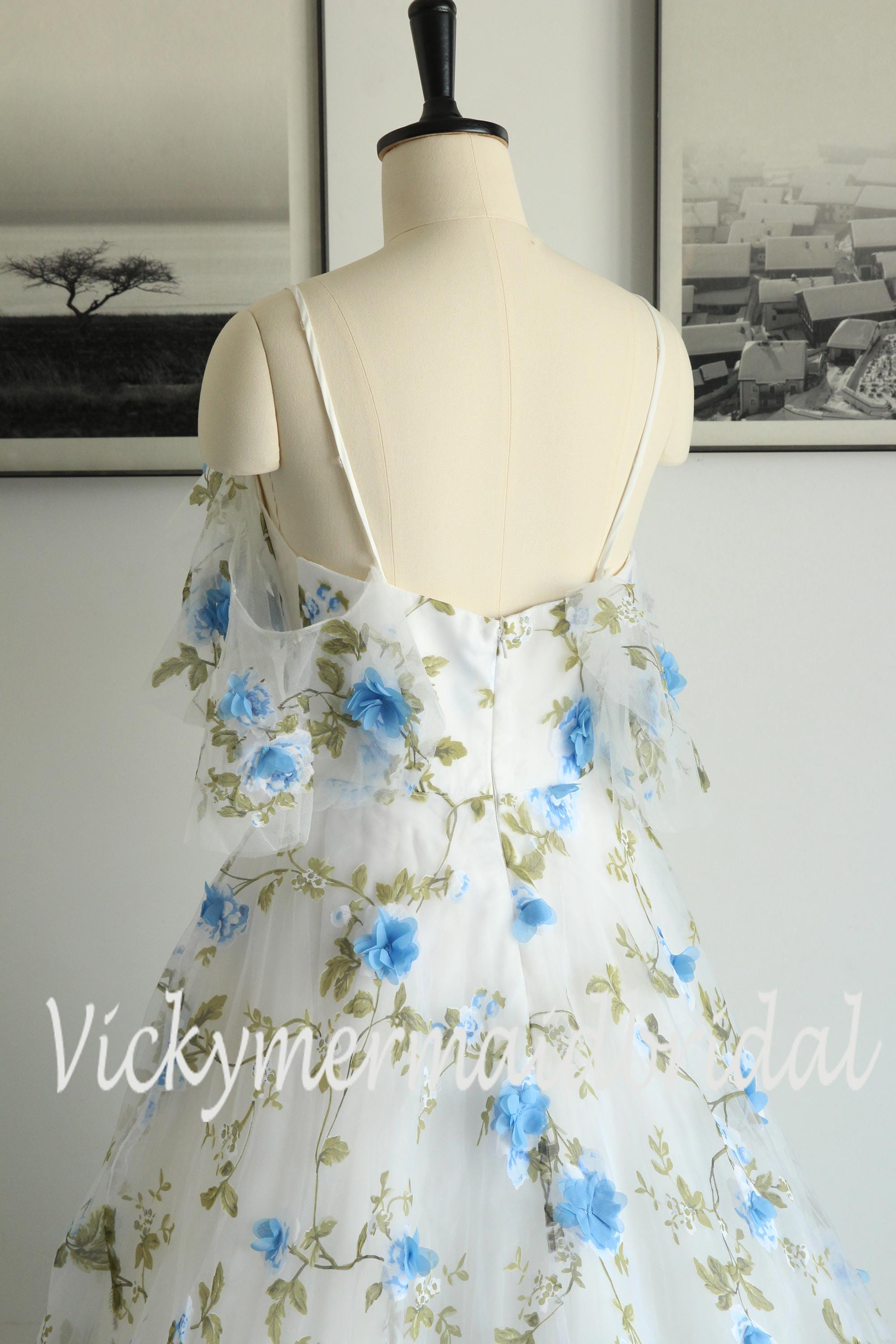 chinese dress ladies Verona Smocked Maxi — White & Blue Print main image 1