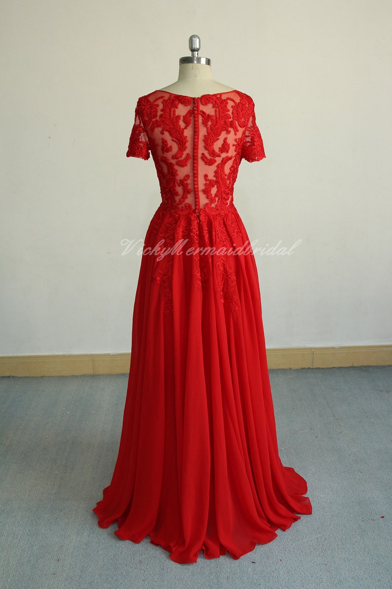 Red Wedding Dress with Short Sleeves