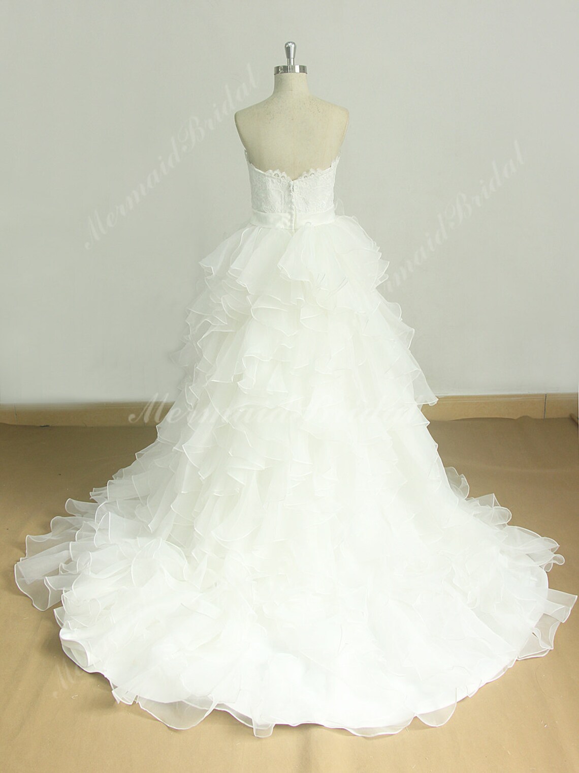Romantic Organza Ruffled Princess Lace Wedding Dress With Etsy