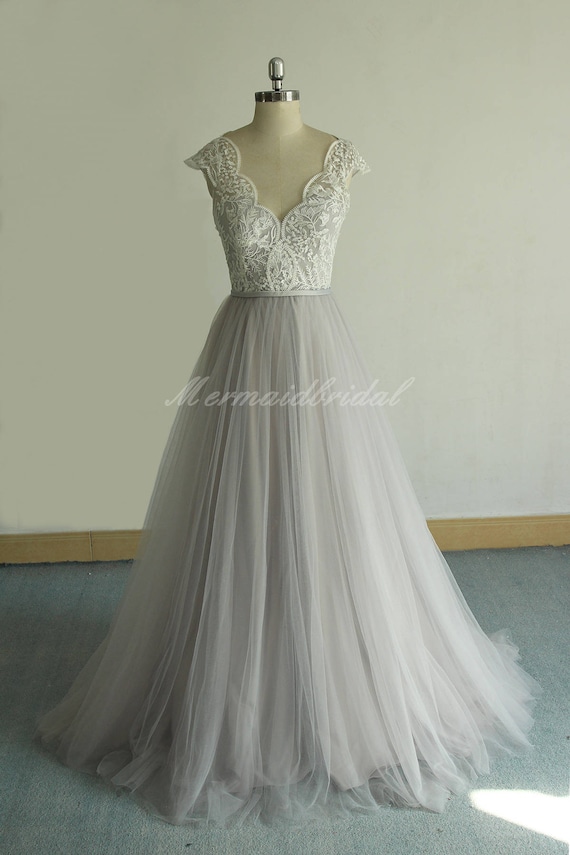 Romantic Bohemian Wedding Dressscallop Neckline Outdoor Etsy