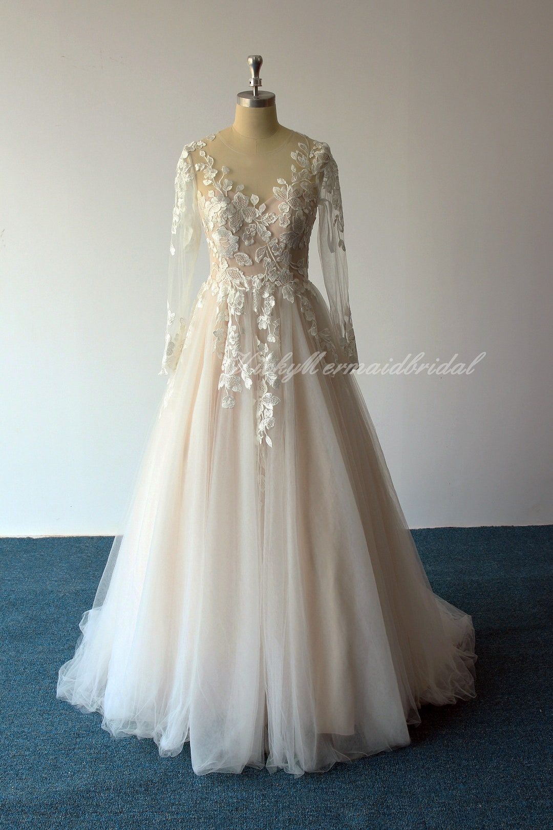 Elegant Bohemian Wedding Dress Tulle Lace Weddng Dress Blush - Etsy