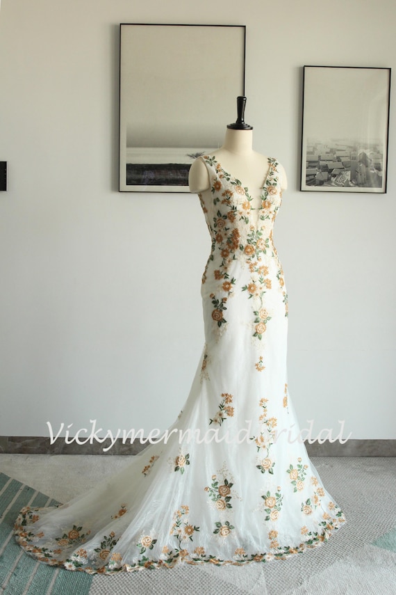 navy blue dress for baby girl Gold Flower Green Wedding Dresses Sparly Tulle Ball Gowns 231050 –  Viniodress main image 0